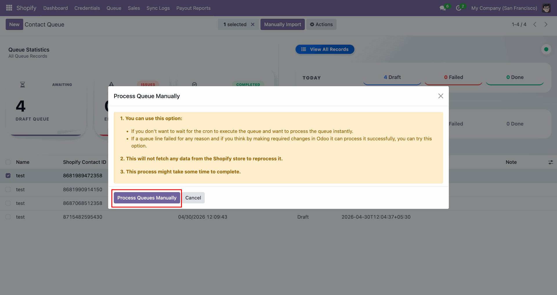 Import Contacts interface screenshot
