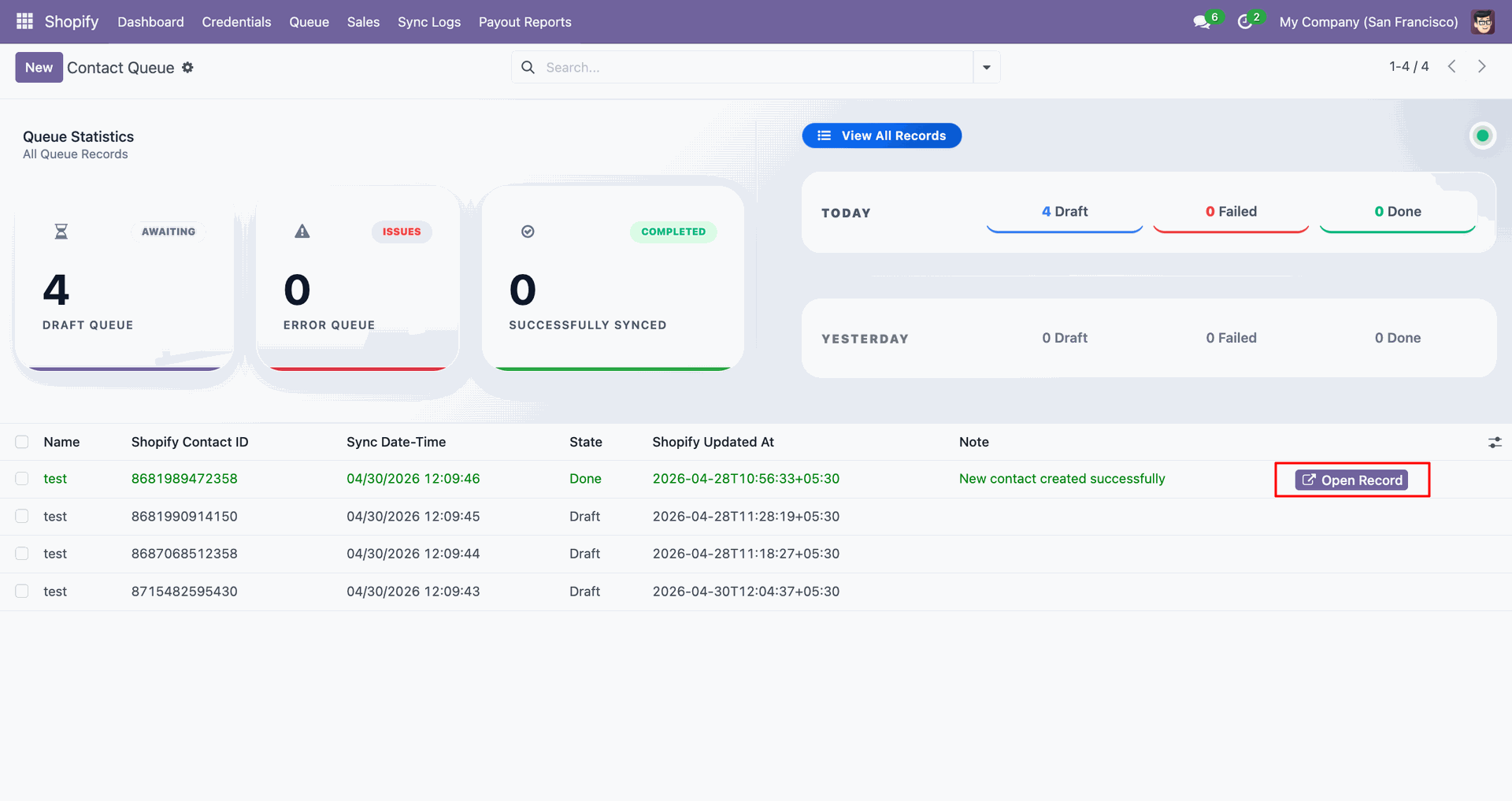 Import Contacts interface screenshot