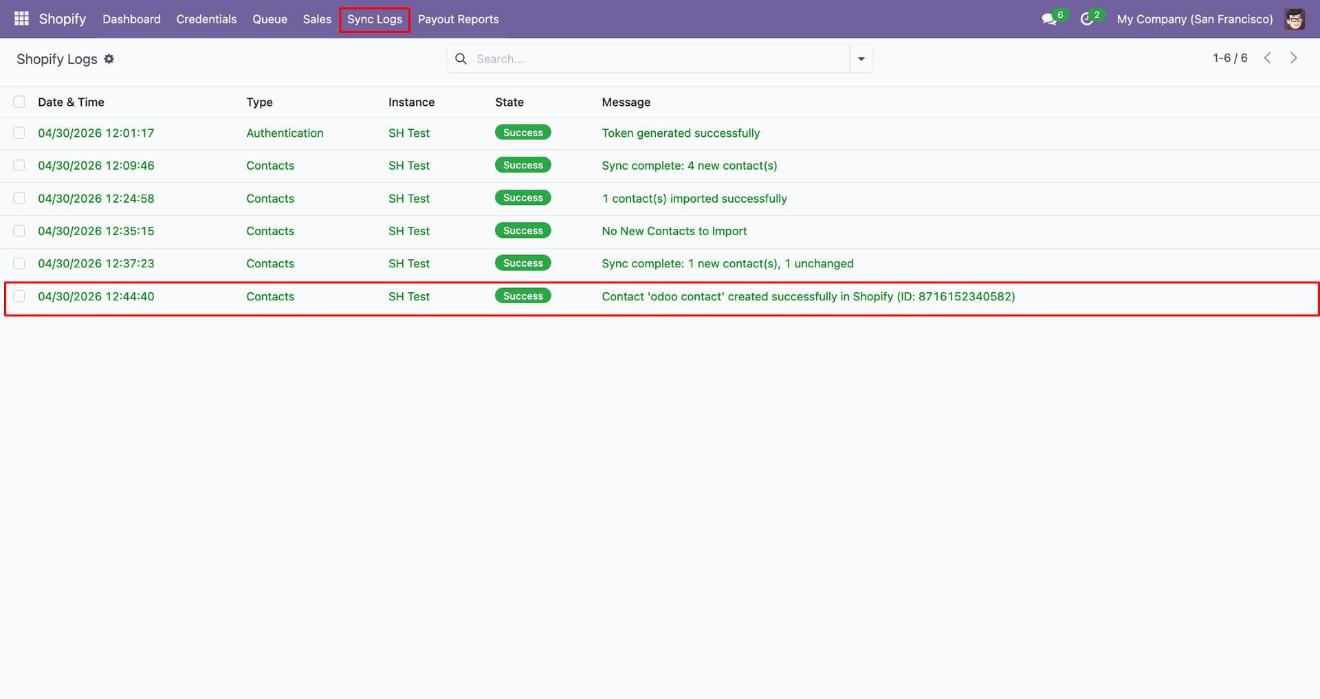Export Contacts interface screenshot