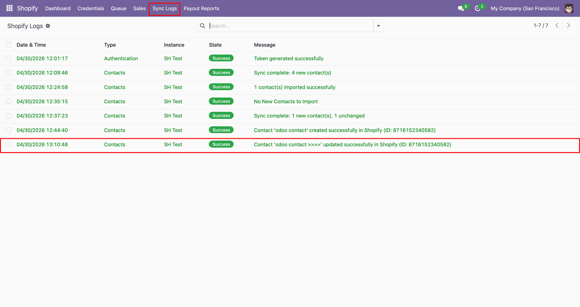 Export Contacts interface screenshot