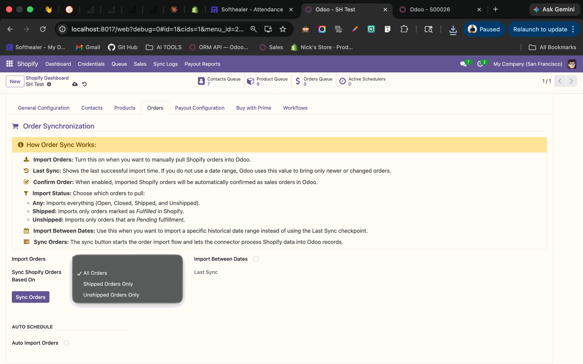 Import Orders interface screenshot