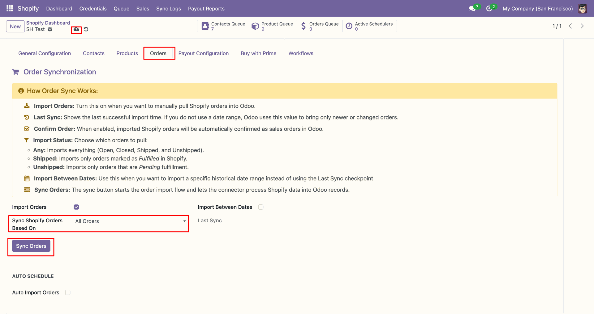 Import Orders interface screenshot