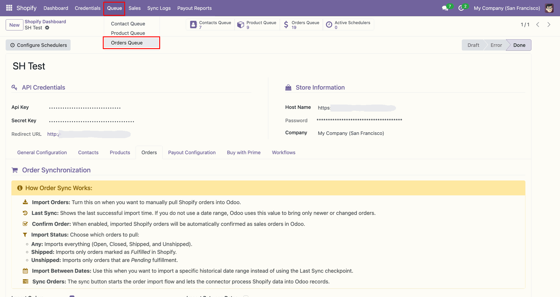 Import Orders interface screenshot