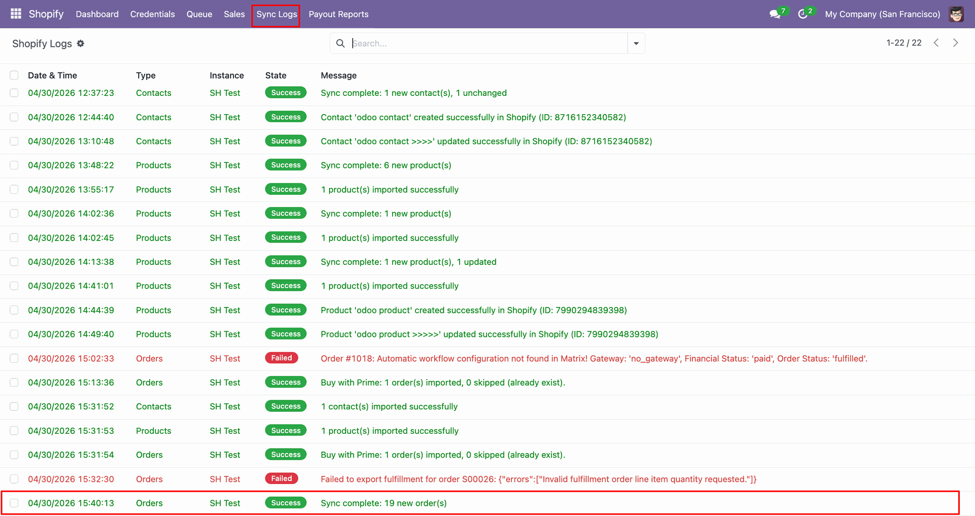 Import Orders interface screenshot