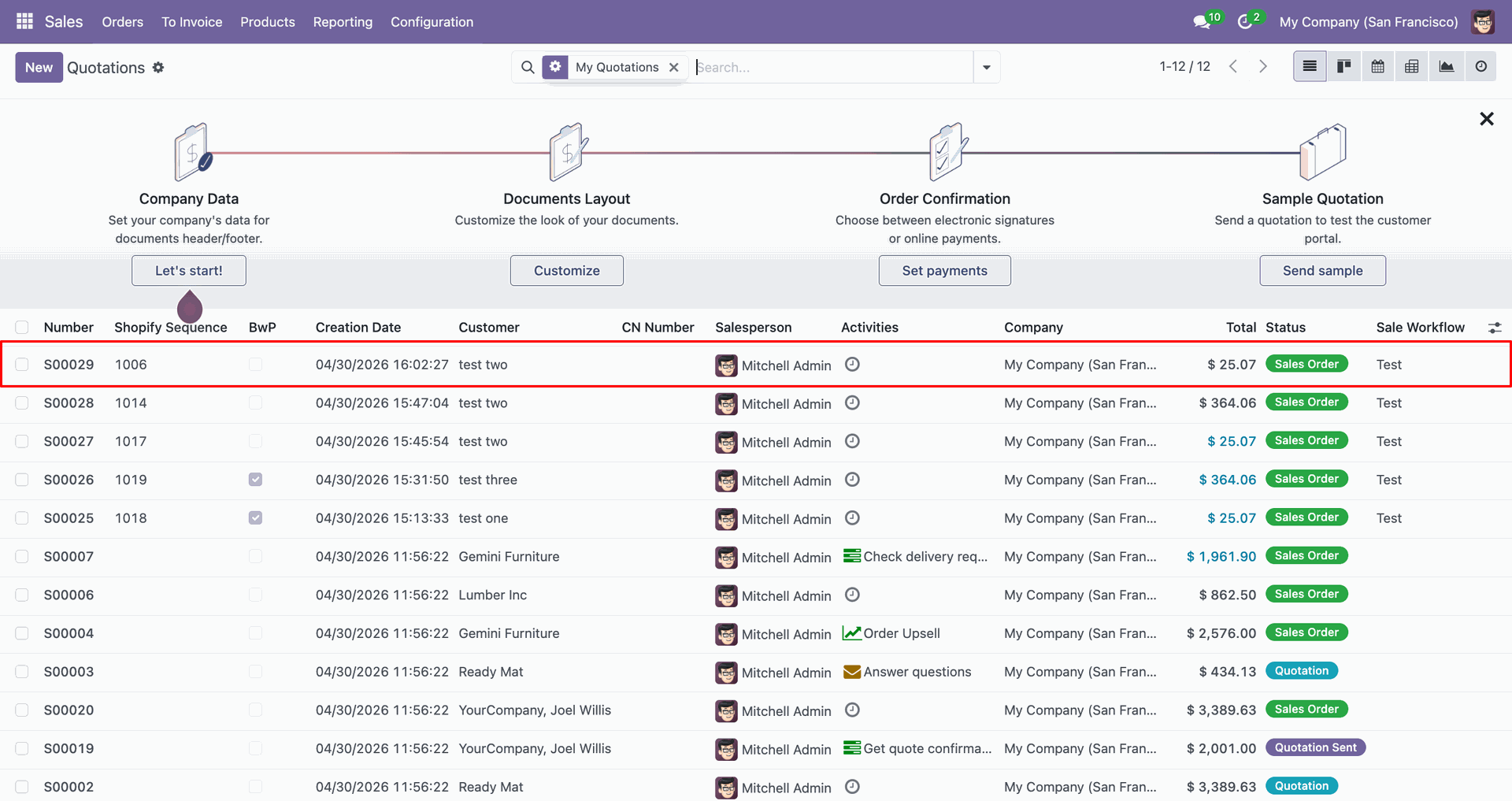 Import Orders interface screenshot