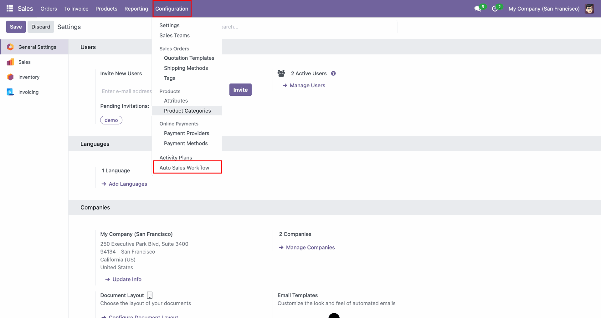 Auto Sale Workflow interface screenshot