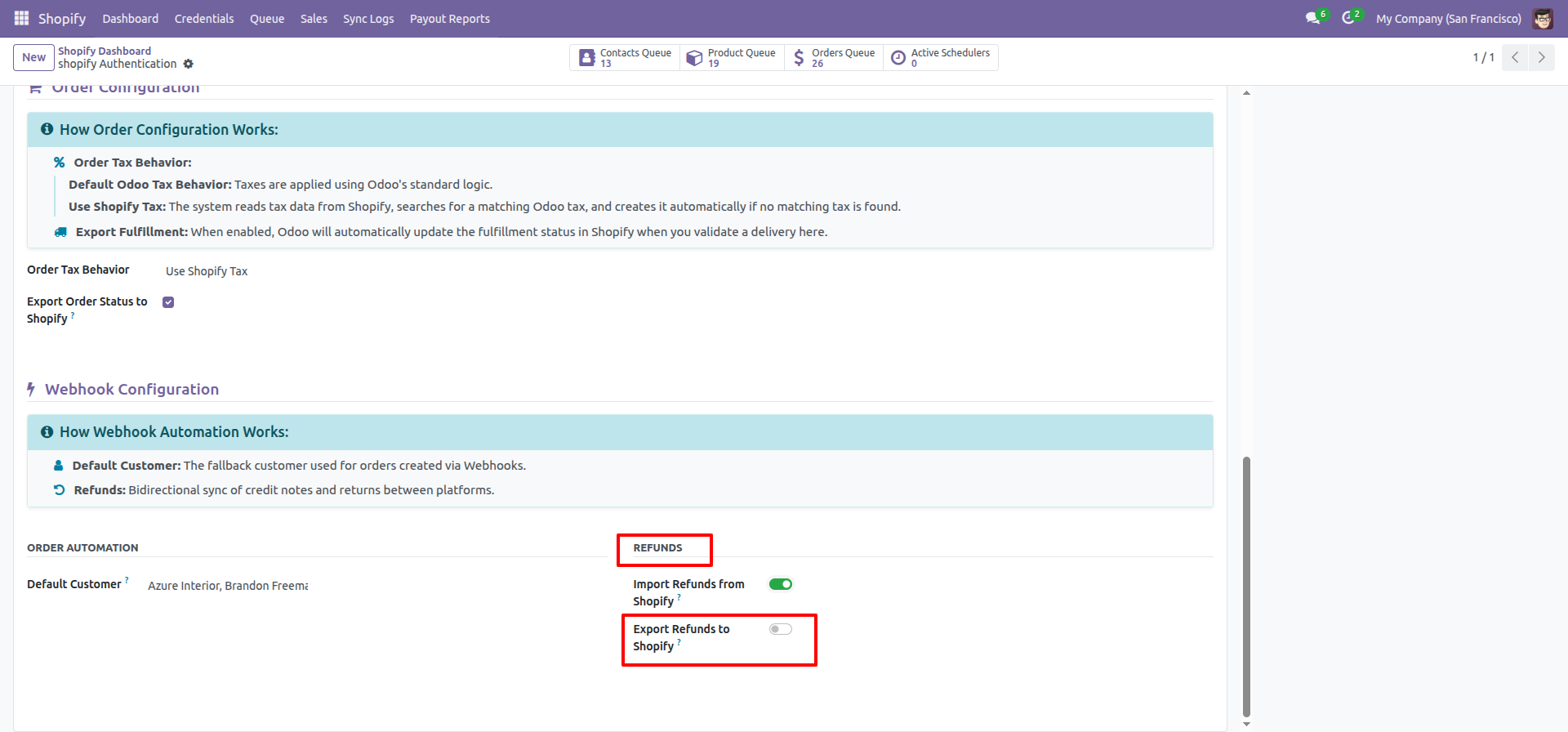 Export Refund Orders interface screenshot