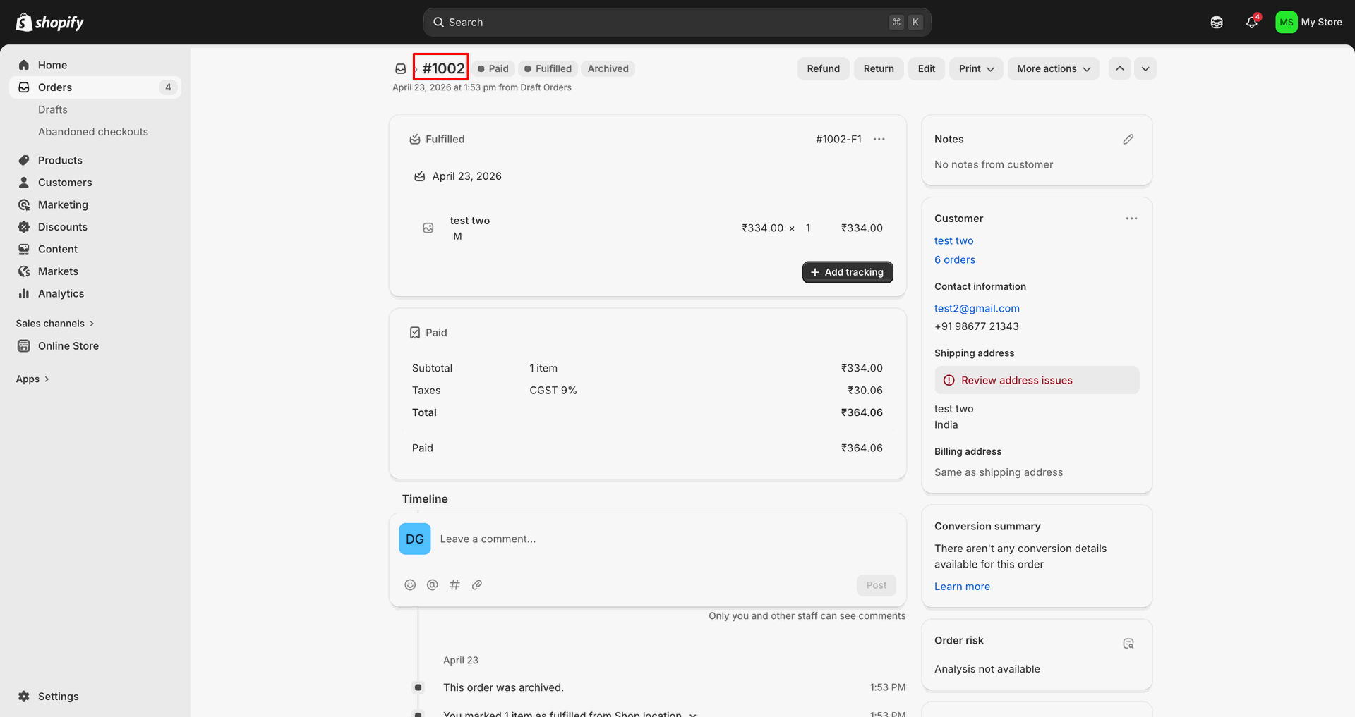 Export Refund Orders interface screenshot