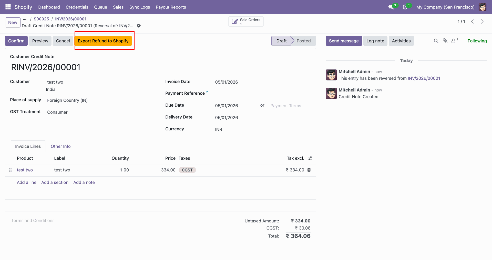Export Refund Orders interface screenshot