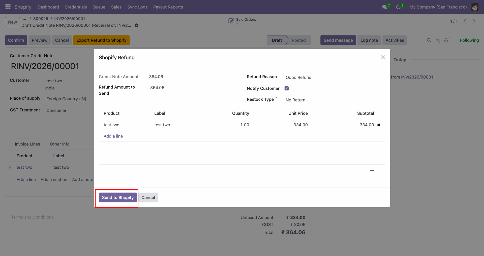 Export Refund Orders interface screenshot