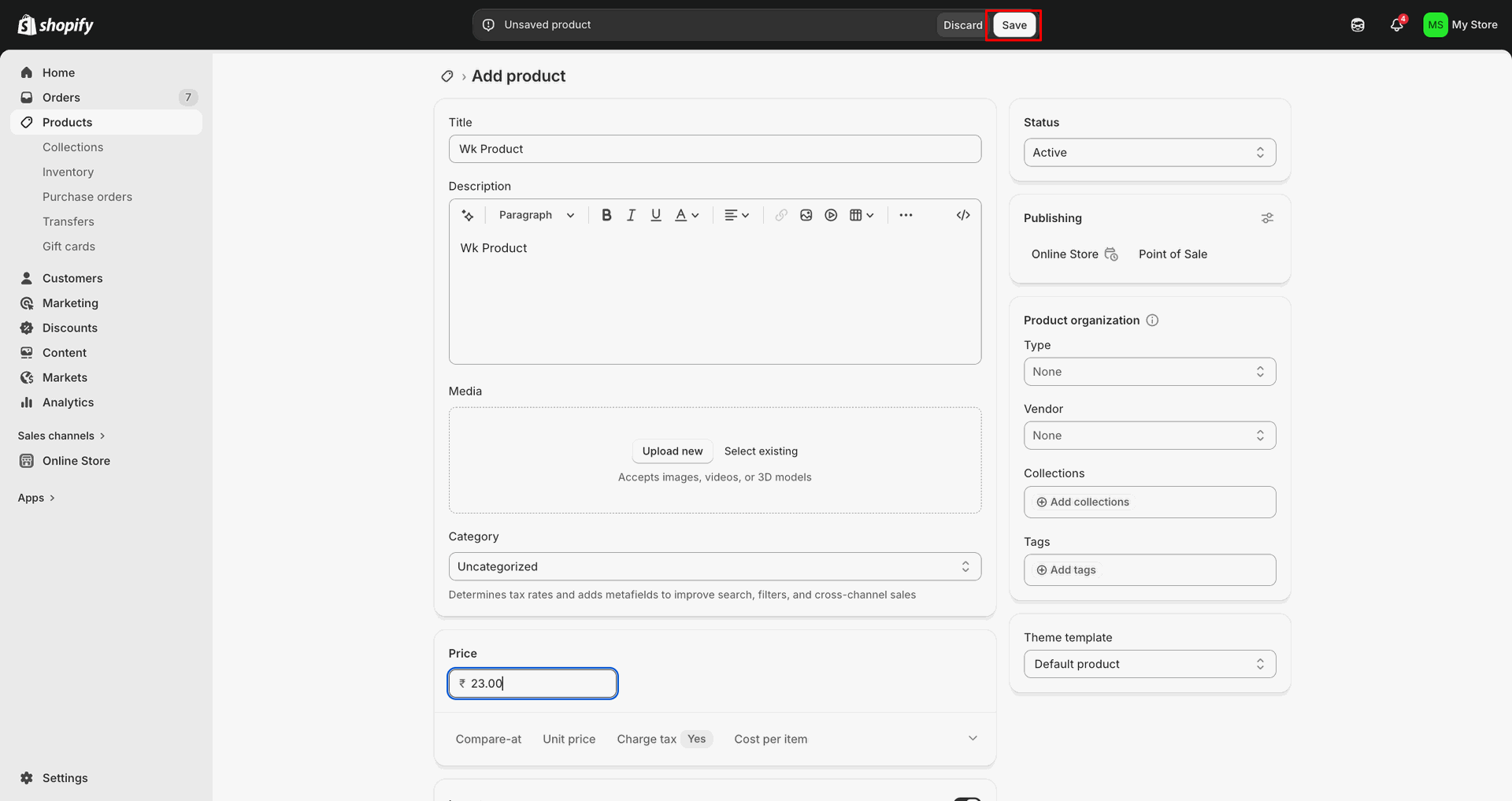 Products Create/Update using Webhook interface screenshot