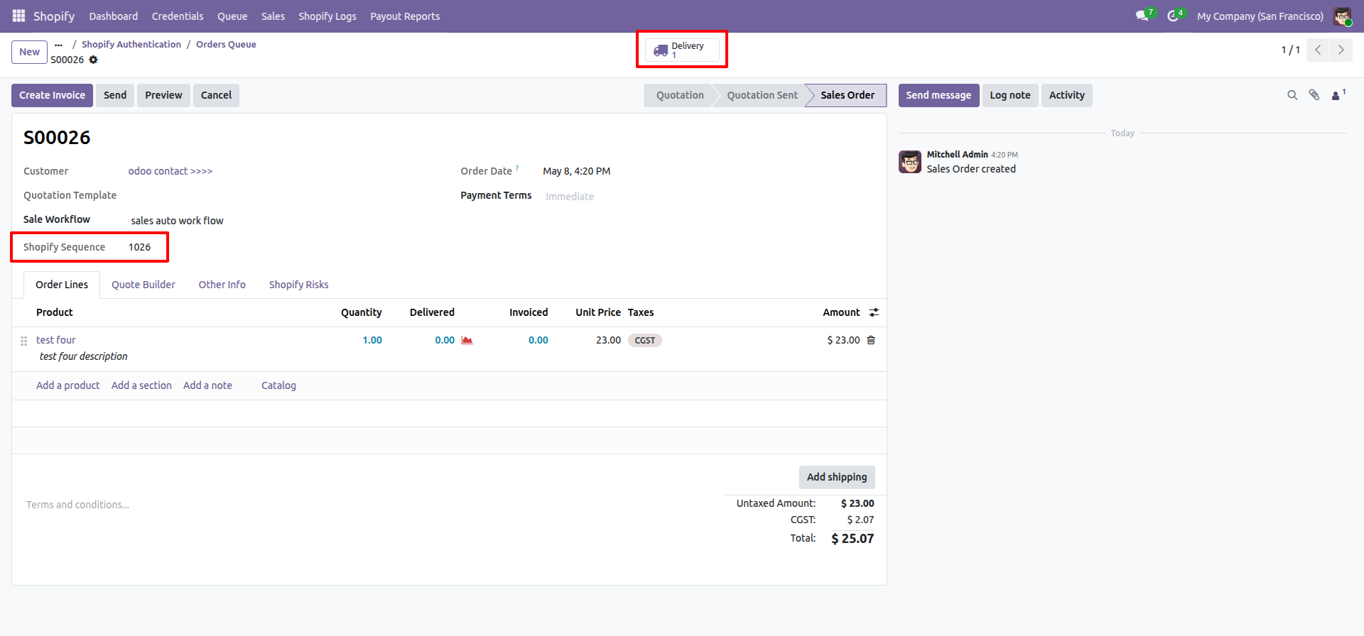 Order Fulfillment status interface screenshot