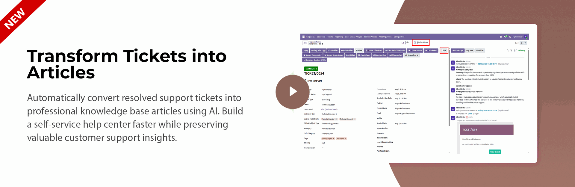 Transform Tickets into Articles