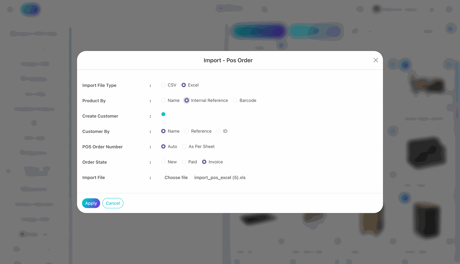 Import POS Order file selection wizard 
