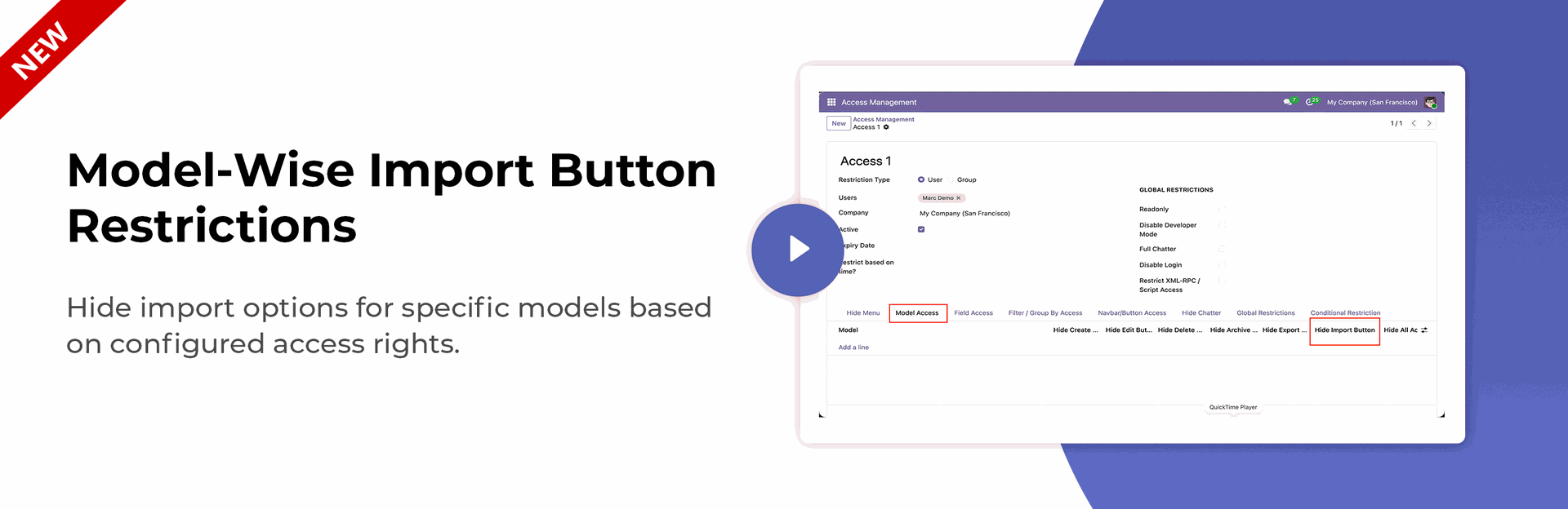Model-Wise Import Button Restrictions