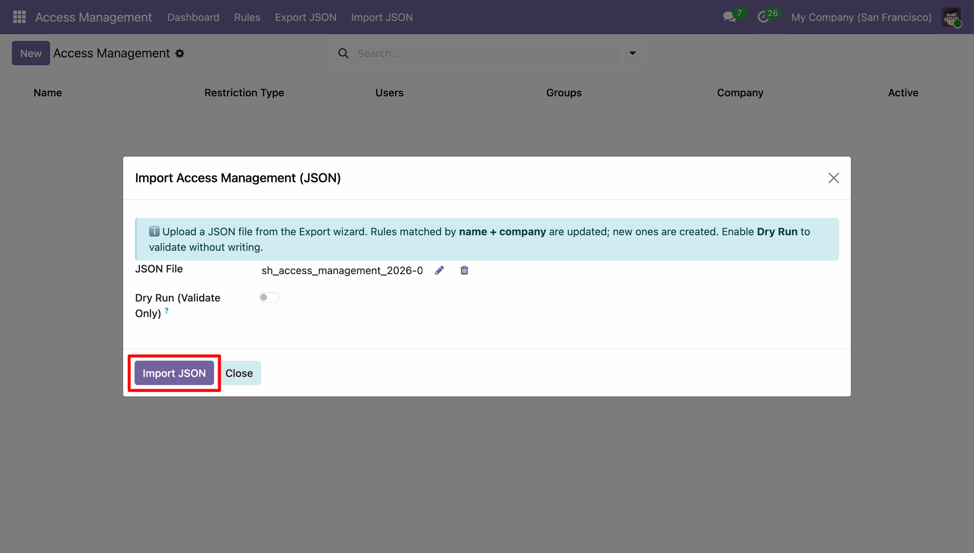 Apply the access rules to AMS