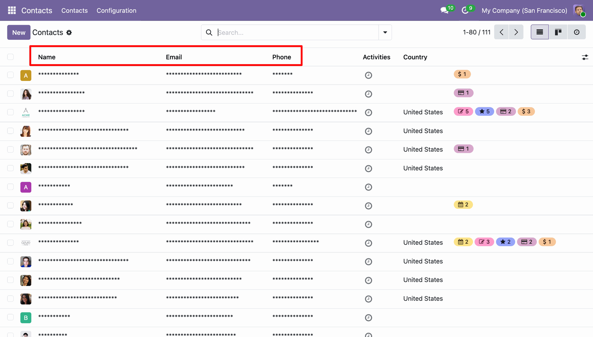 Masked Fields in List View