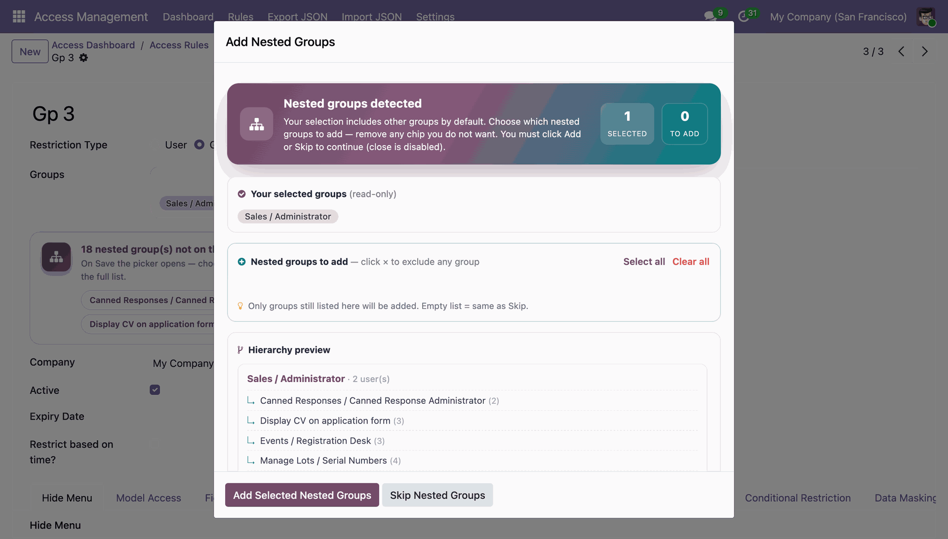 Clear All Nested Groups