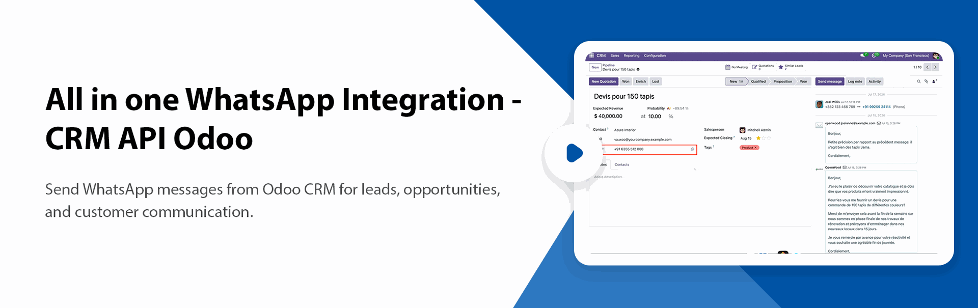 All in one WhatsApp Integration - CRM Odoo