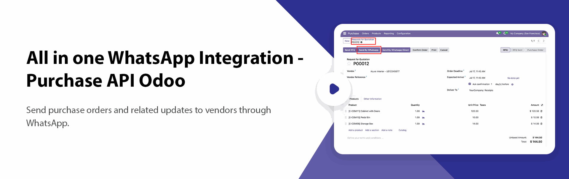 All in one WhatsApp Integration - Purchase Odoo