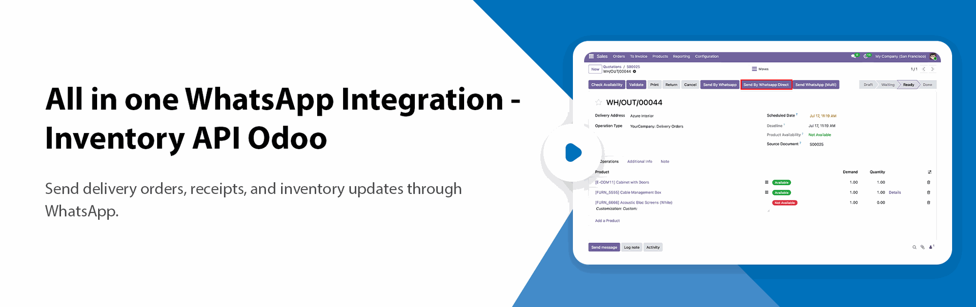 All in one WhatsApp Integration - Inventory Odoo