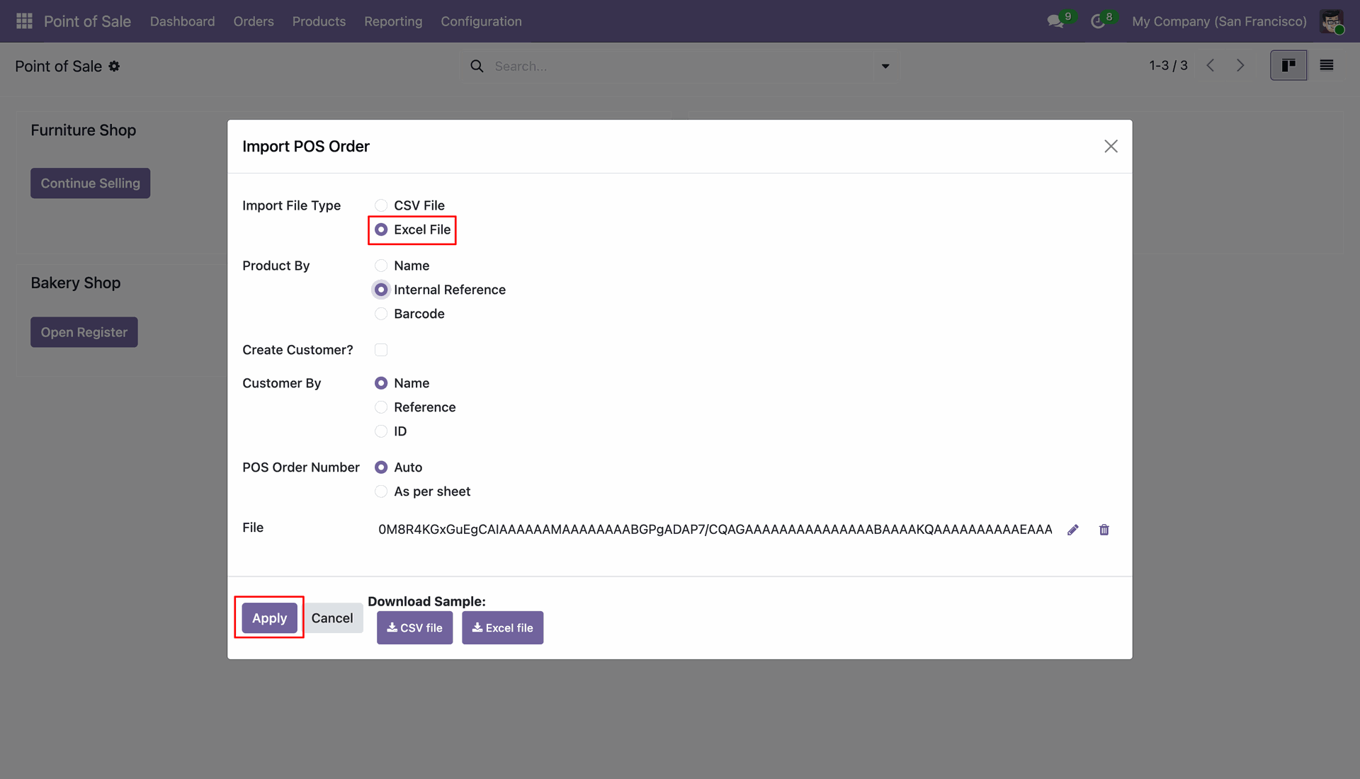 Import POS Order wizard
