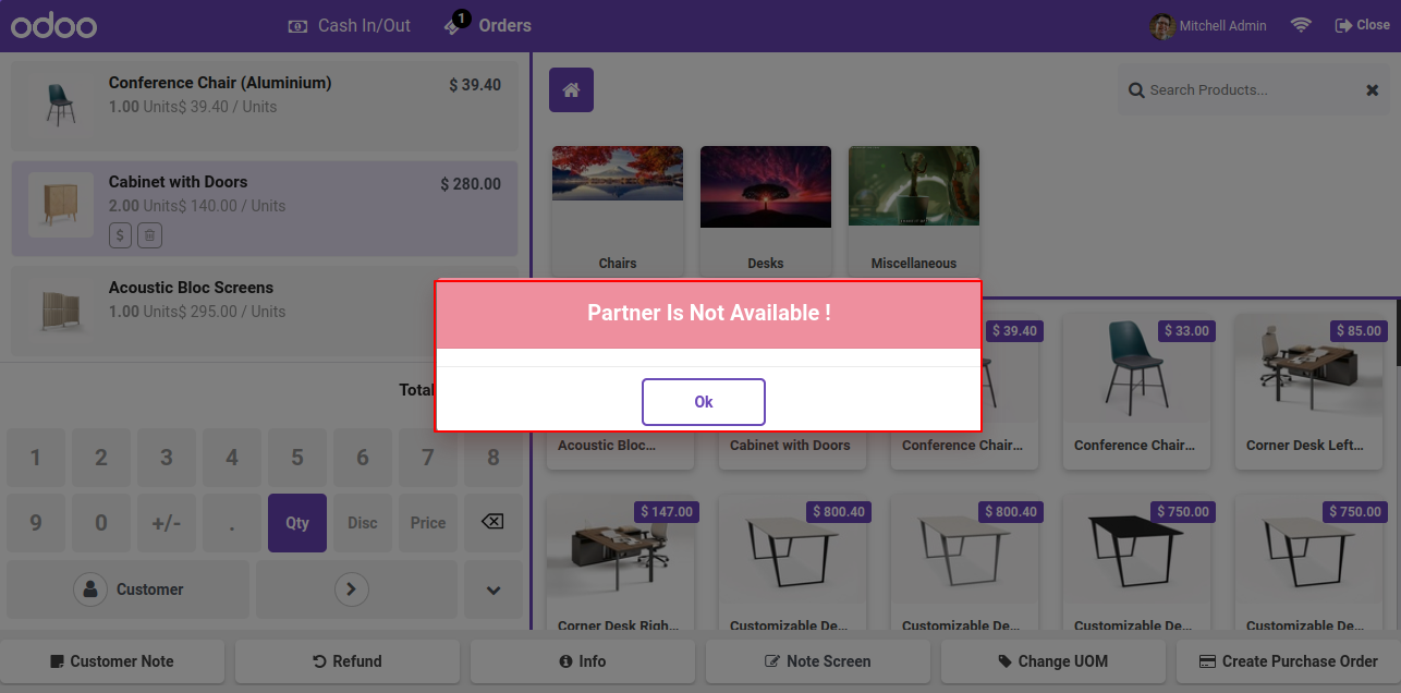 Purchase Order RFQ Number Popup