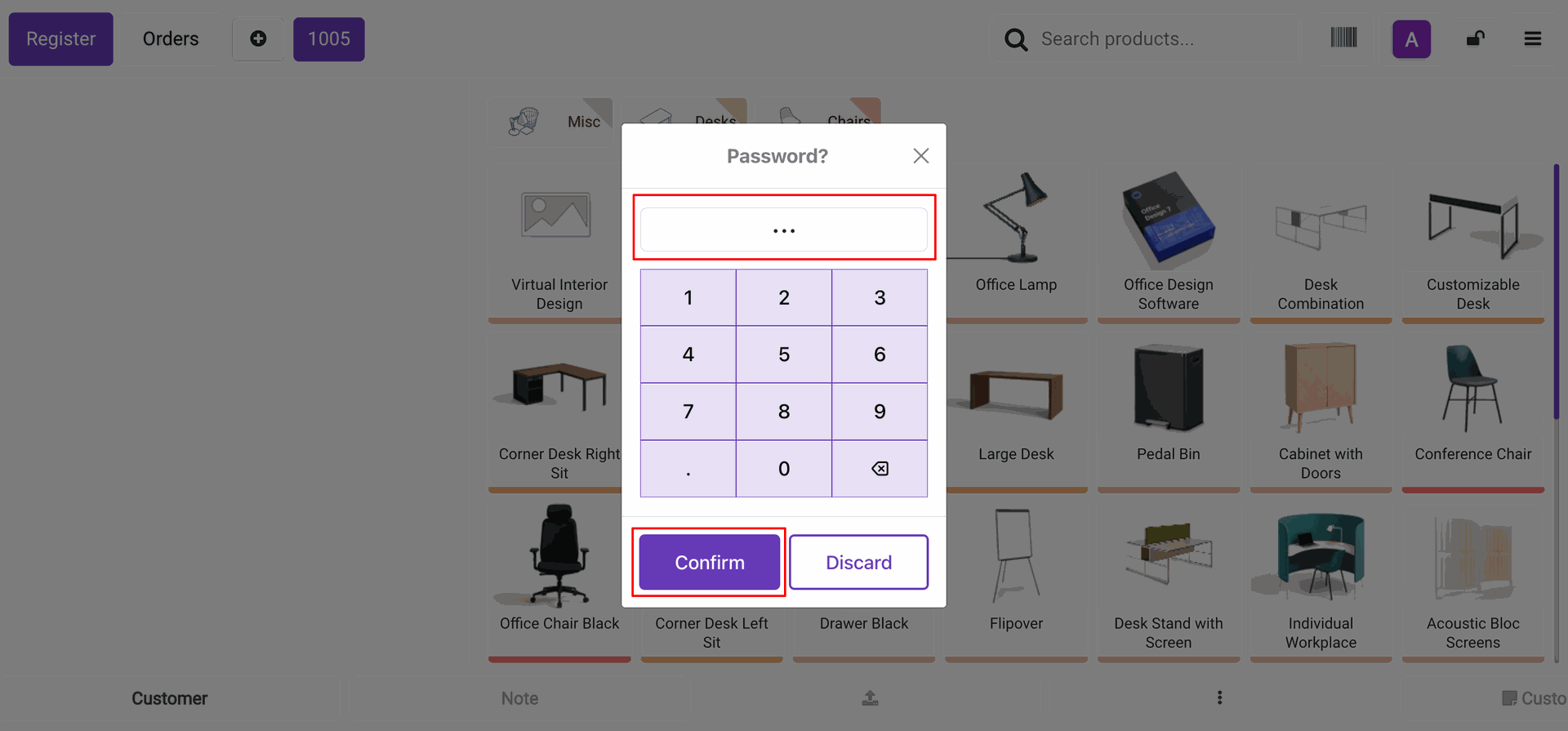 Enter PIN to unlock POS