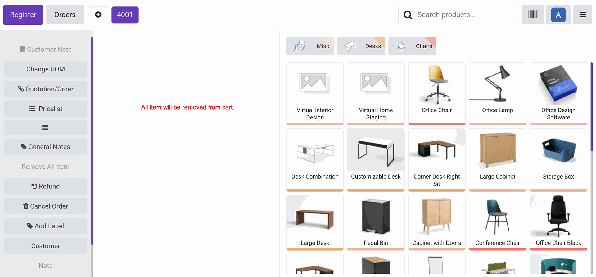 all items will be removed