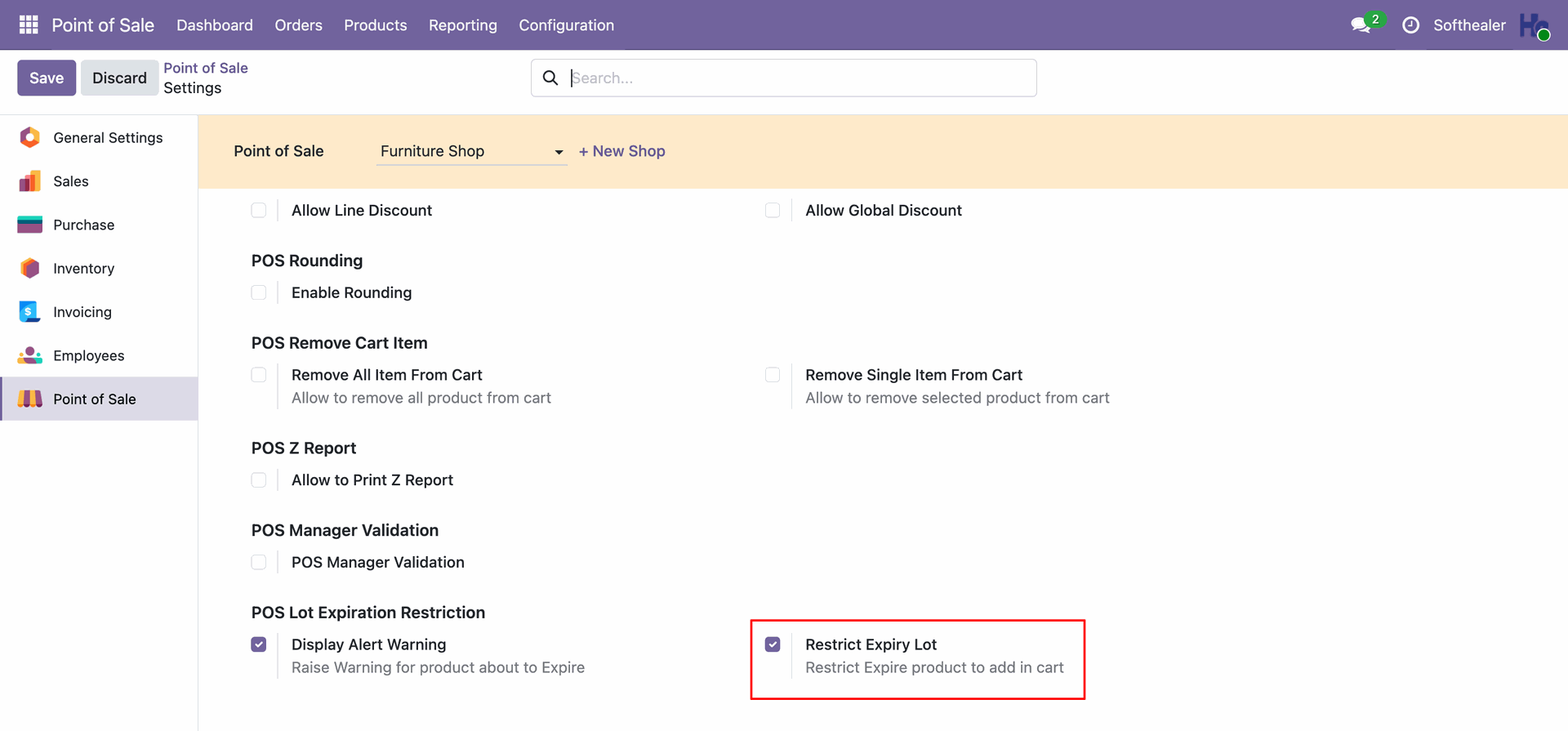 Enable Display Alert Warning & Restrict Expiry Lot