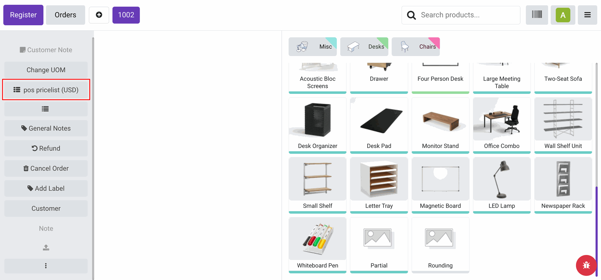 Select pos pricelist from actions 
