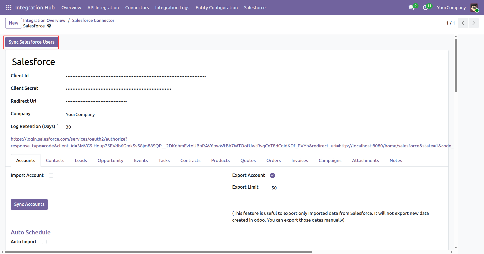 Salesforce Users synchronization configuration