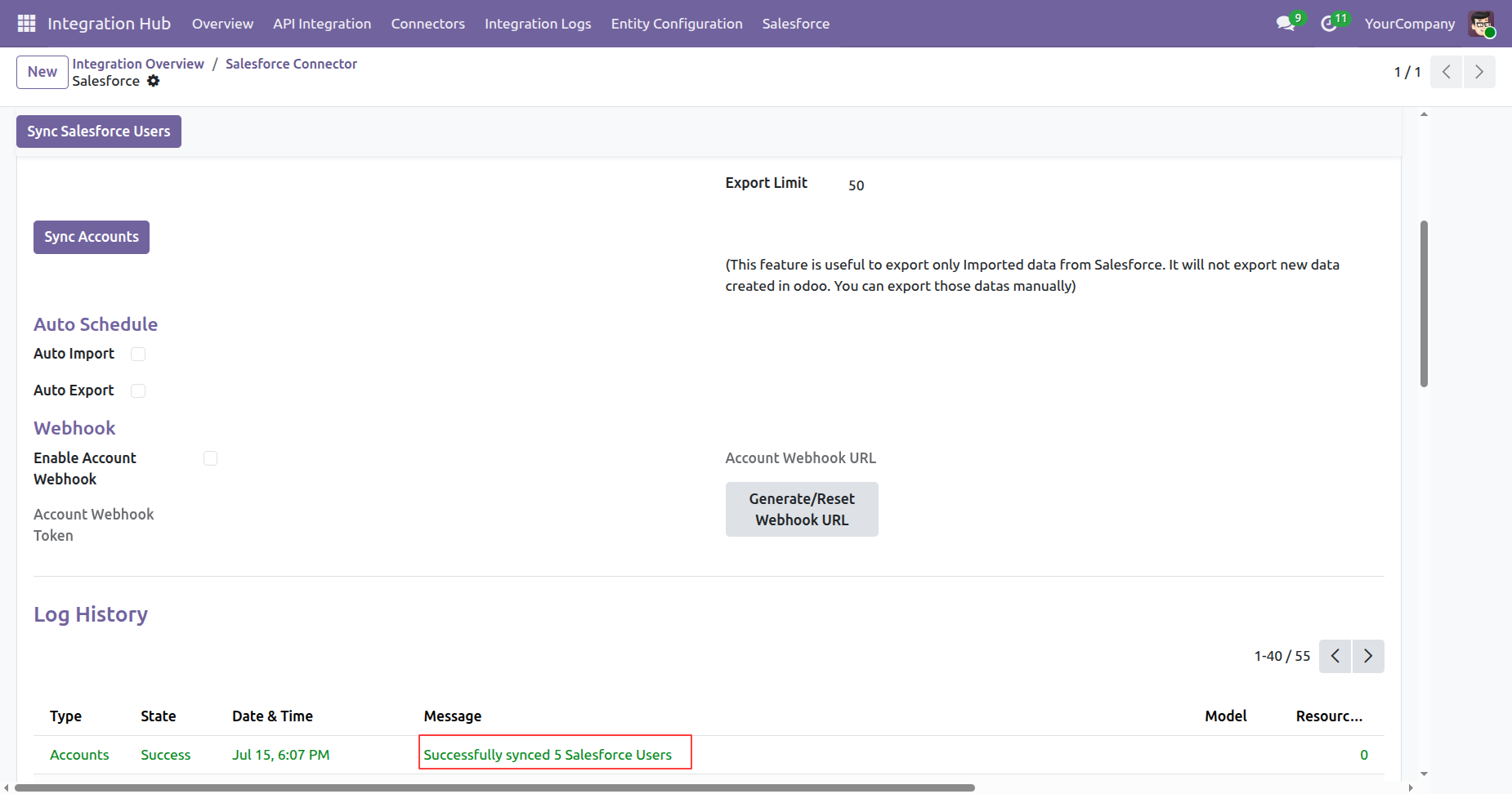 Salesforce Users synchronization settings