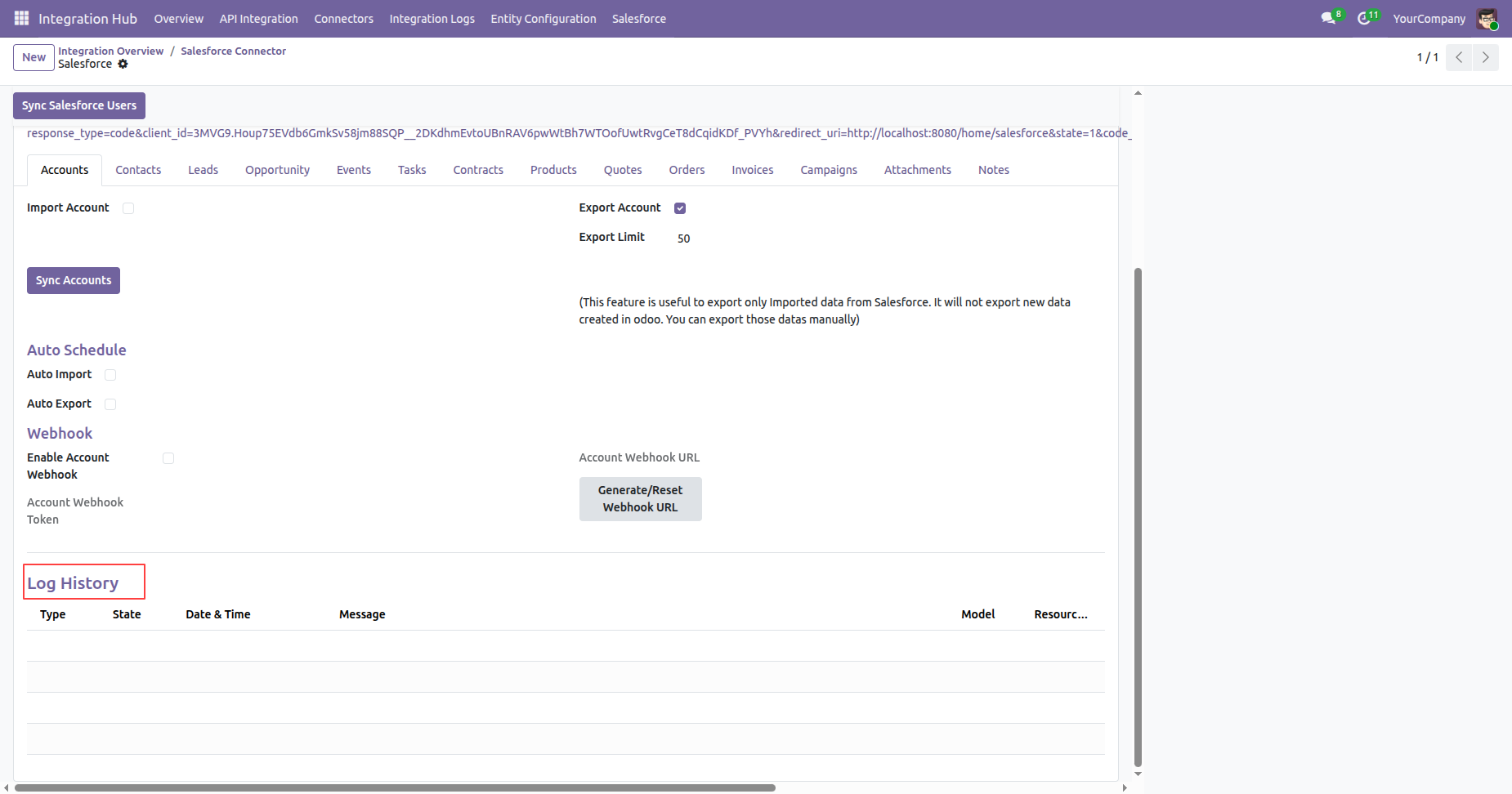 Salesforce configuration and log history