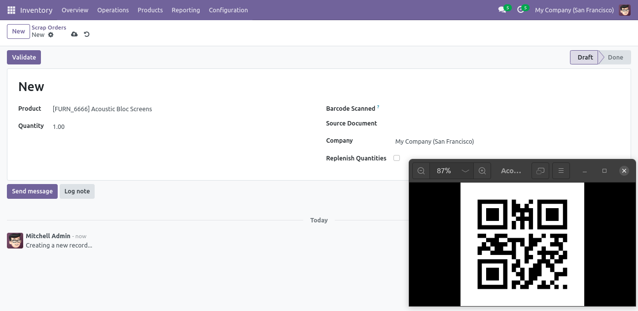 Scanning QR code adds product or increases quantity by 1