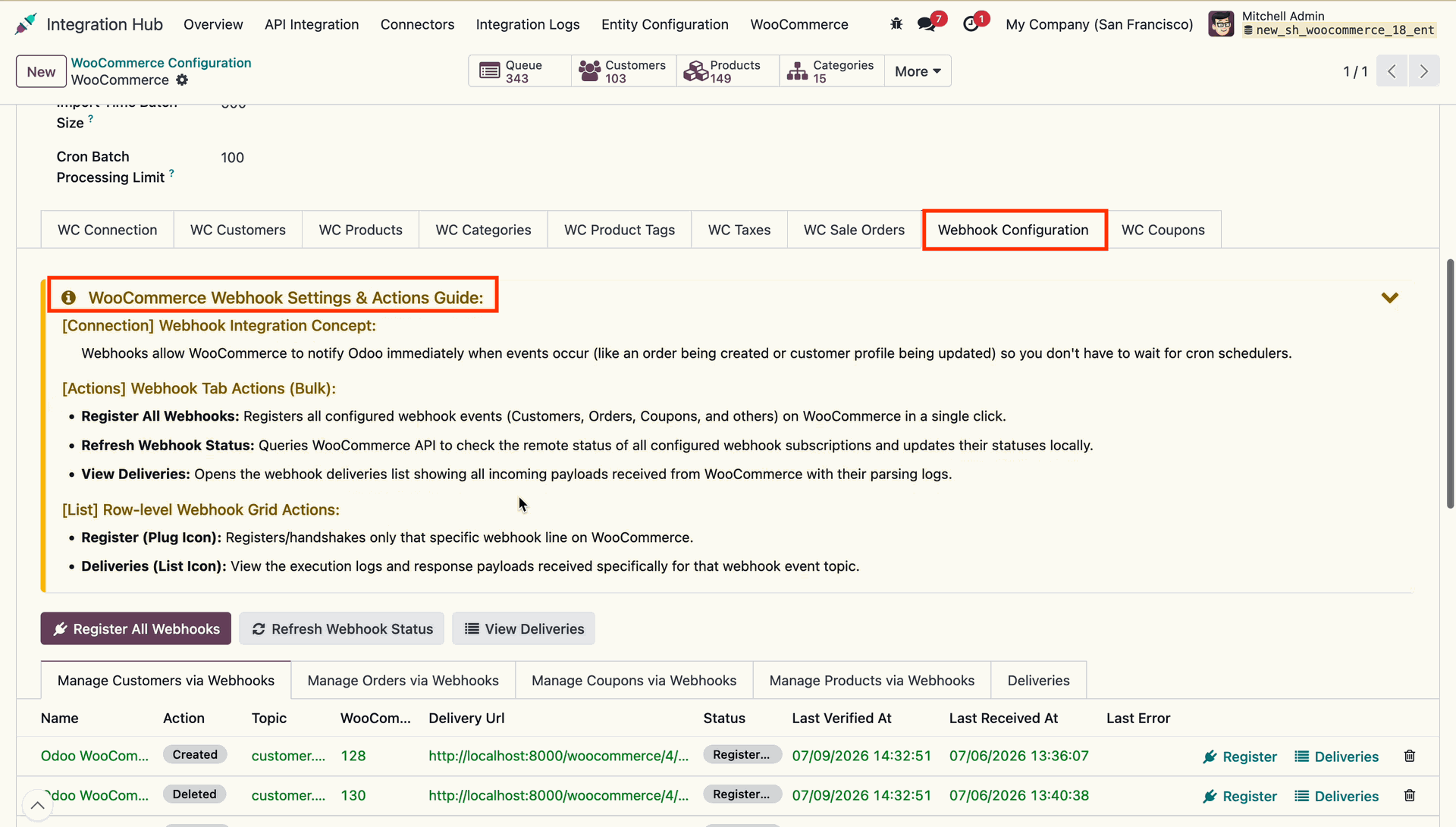 Webhook Configuration Panel