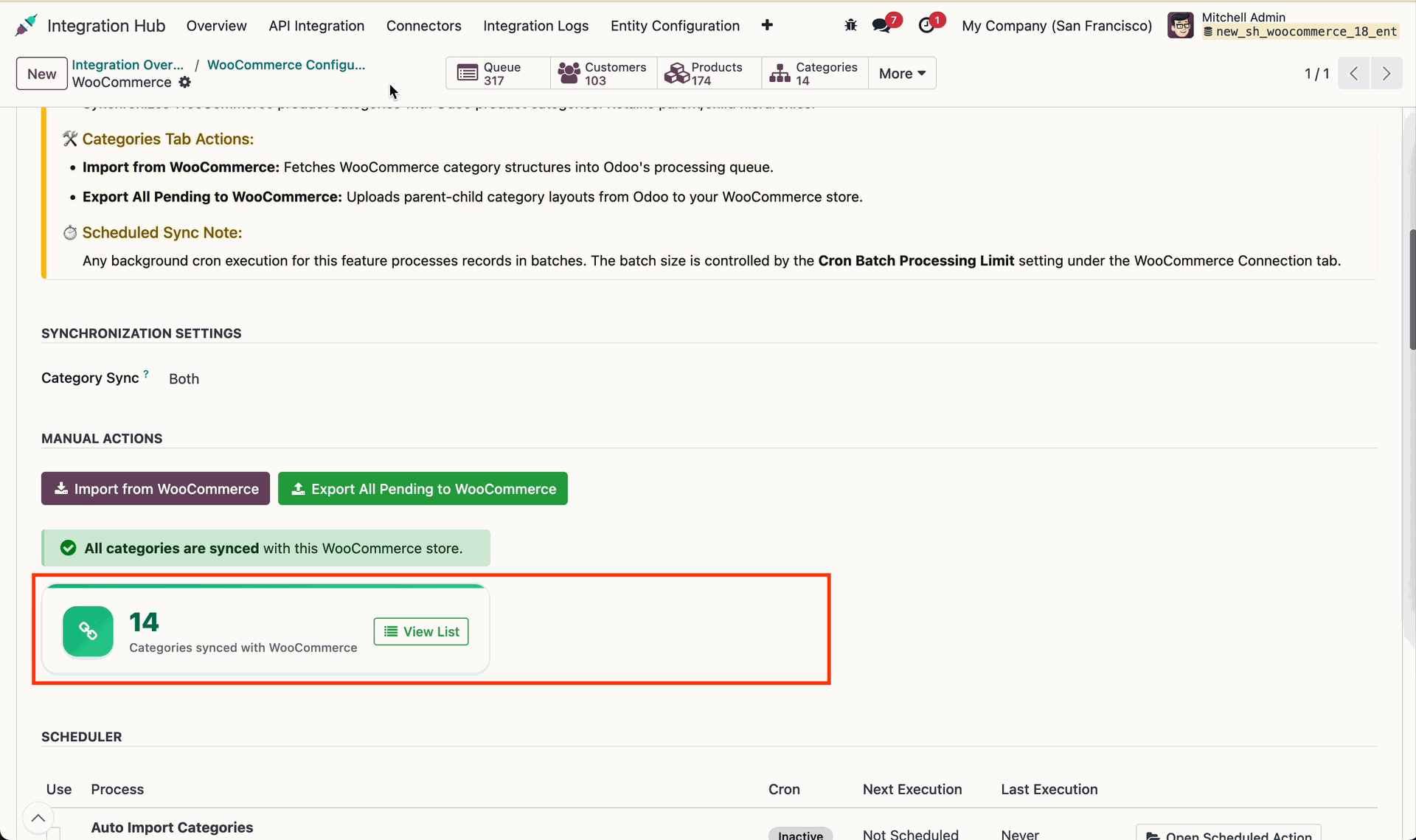 Imported Categories Hierarchy View