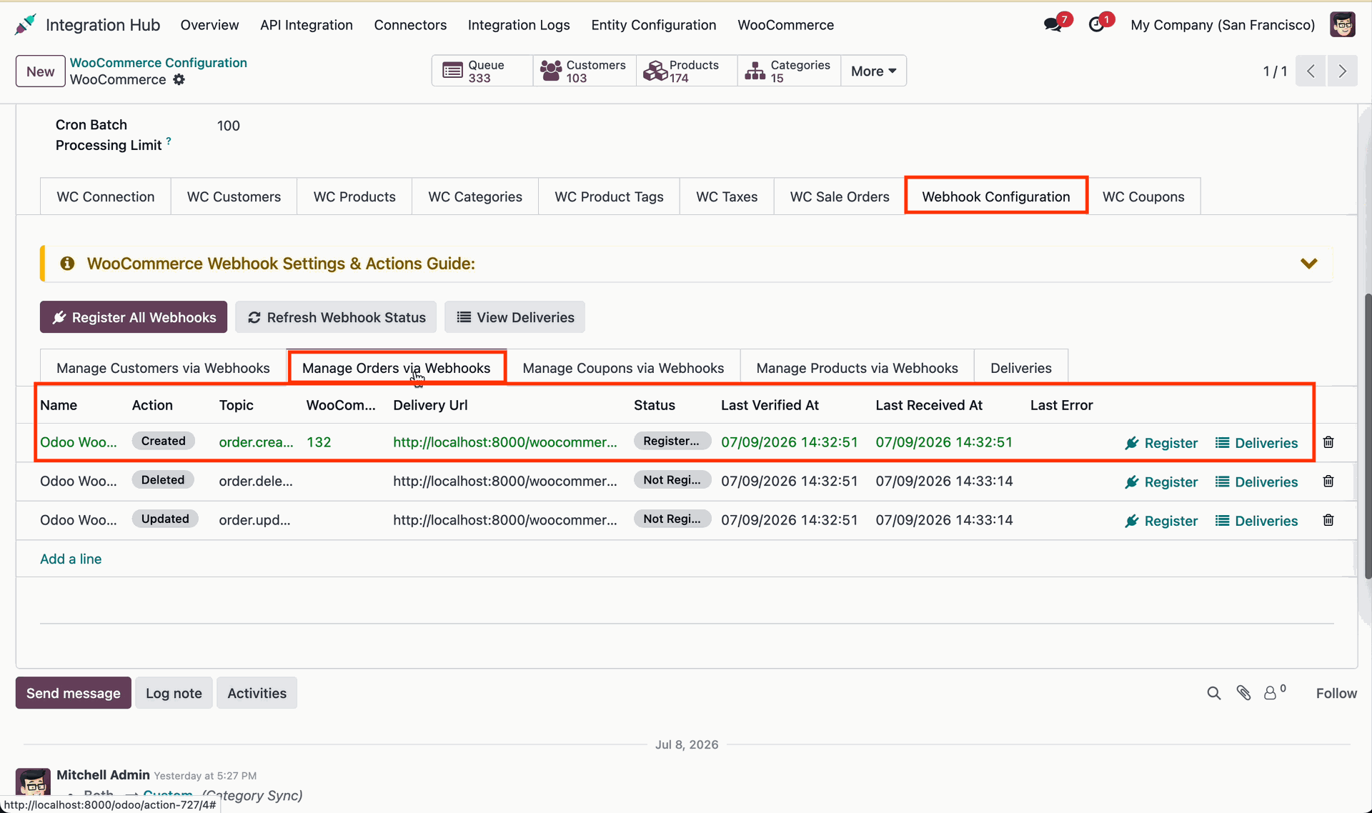 Sale Order Queue Execution Log