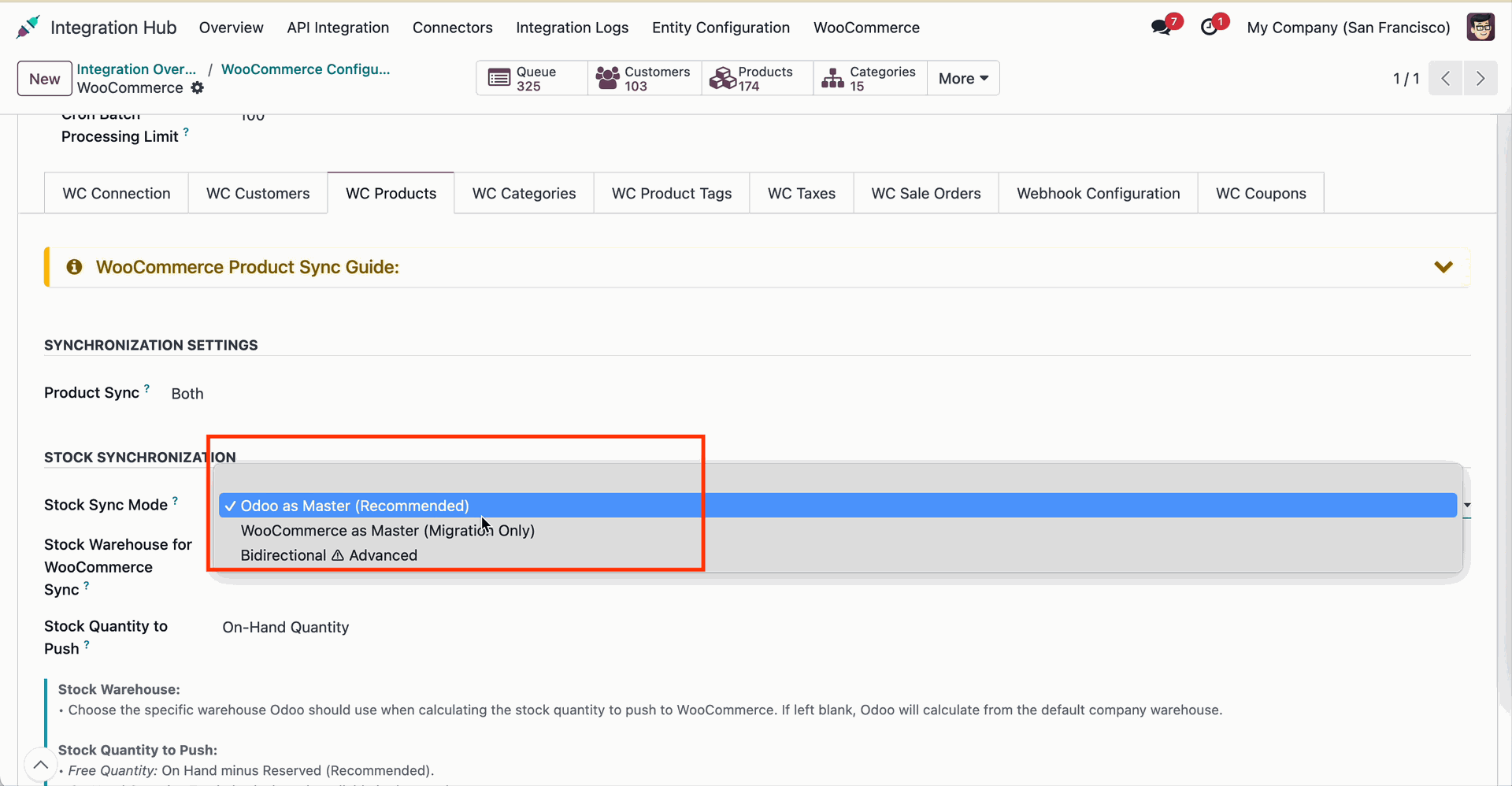 Global Stock Sync Configuration