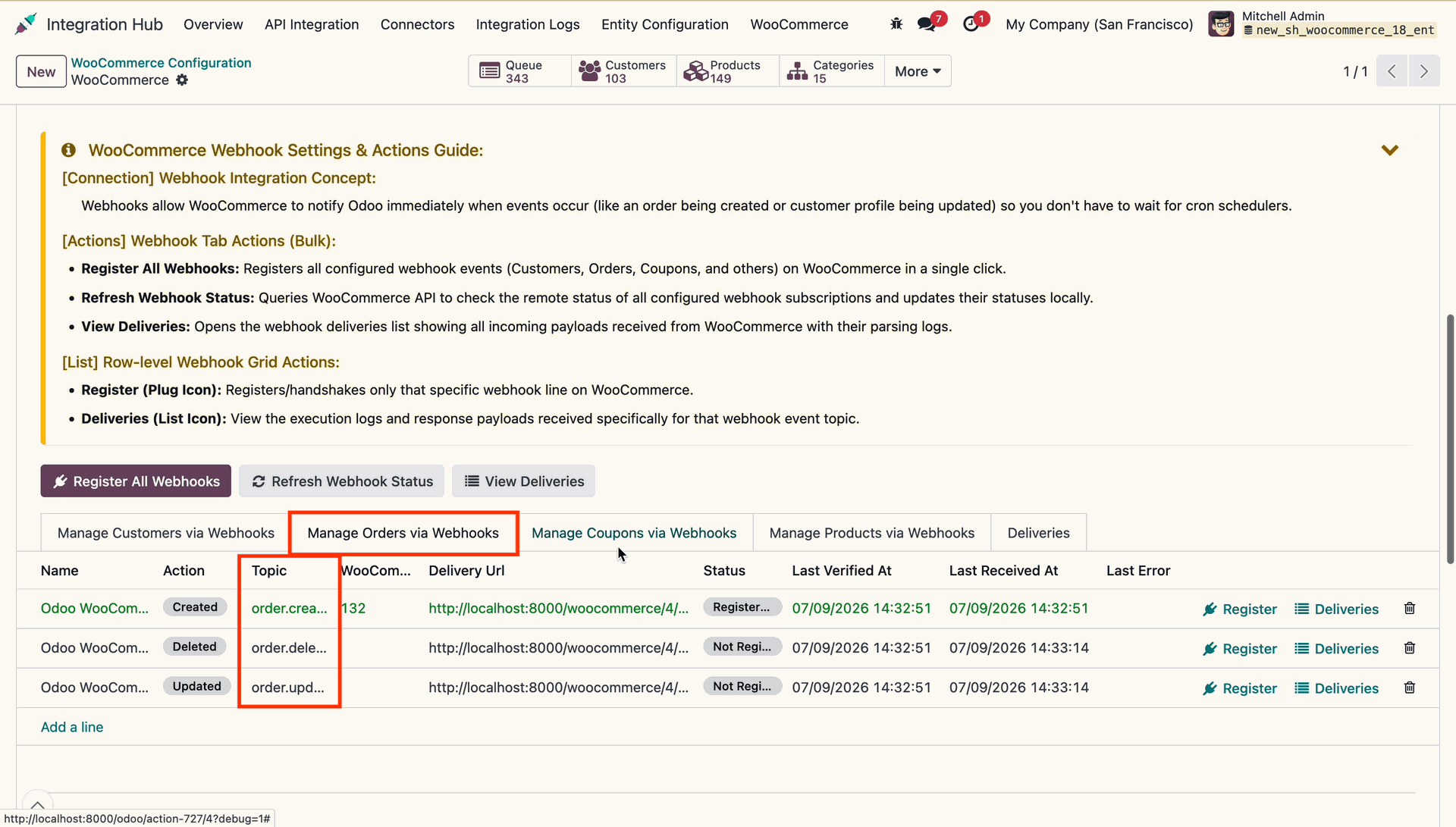 Register WooCommerce Webhooks
