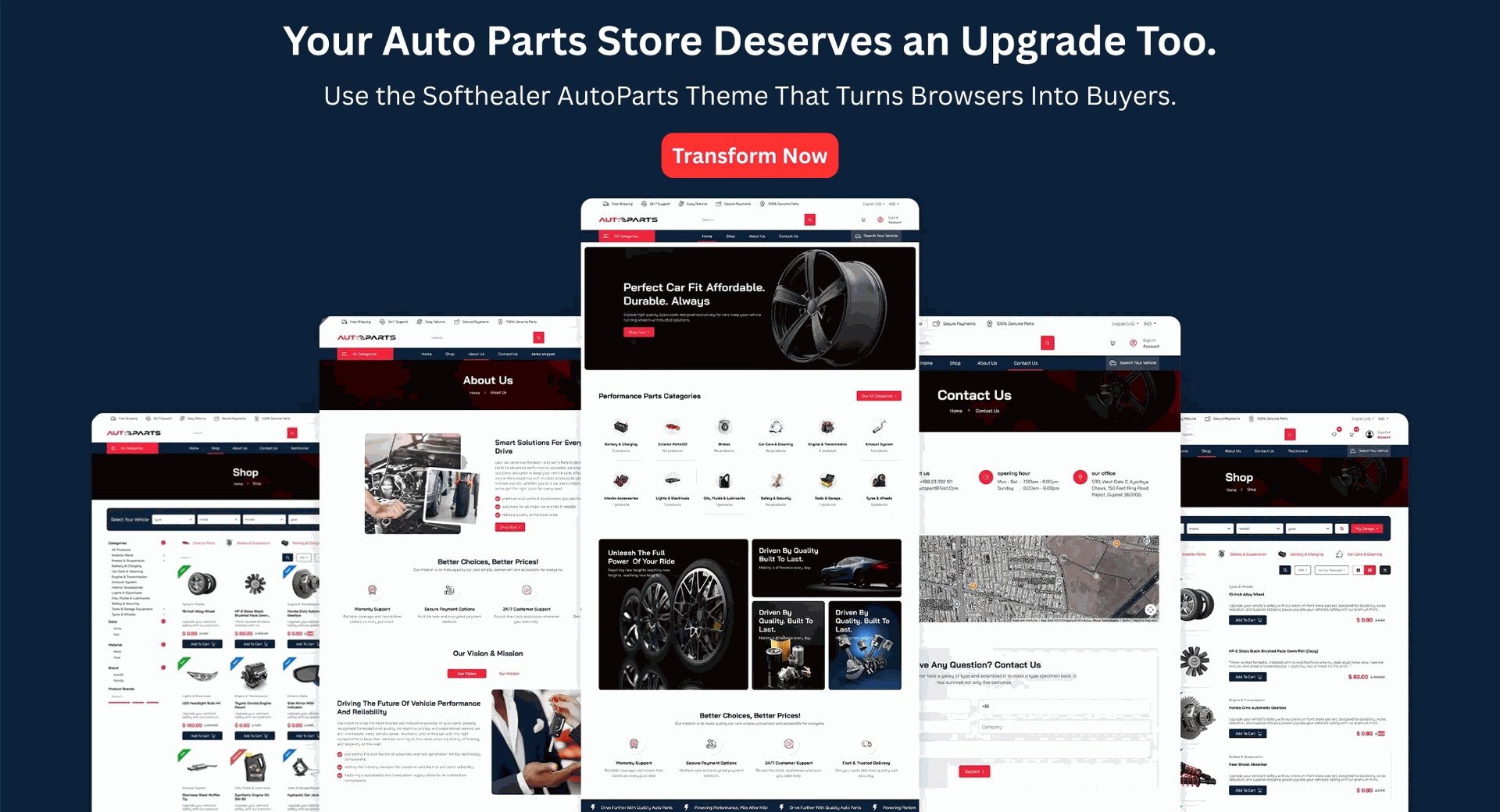 Softhealer auto parts store website theme.
