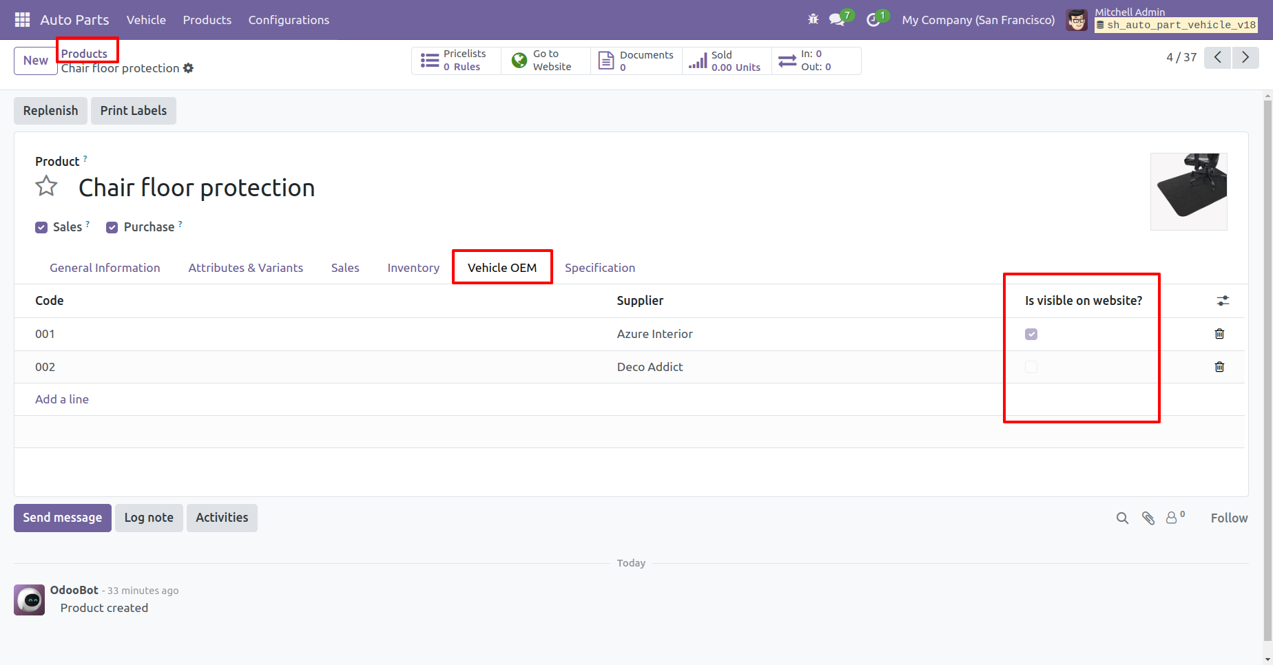 Add vehicle OEM and use 'Show on Website’ to enable or disable its visibility.
