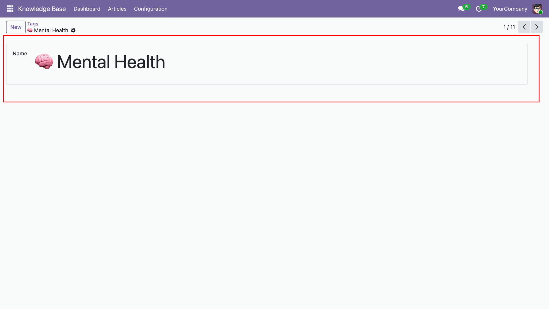 Tags form view.