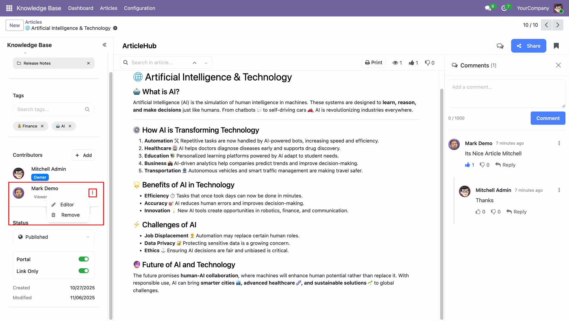 Edit contributor roles