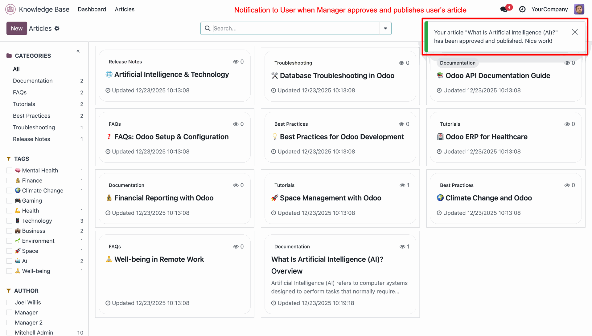 Users receive approval notifications