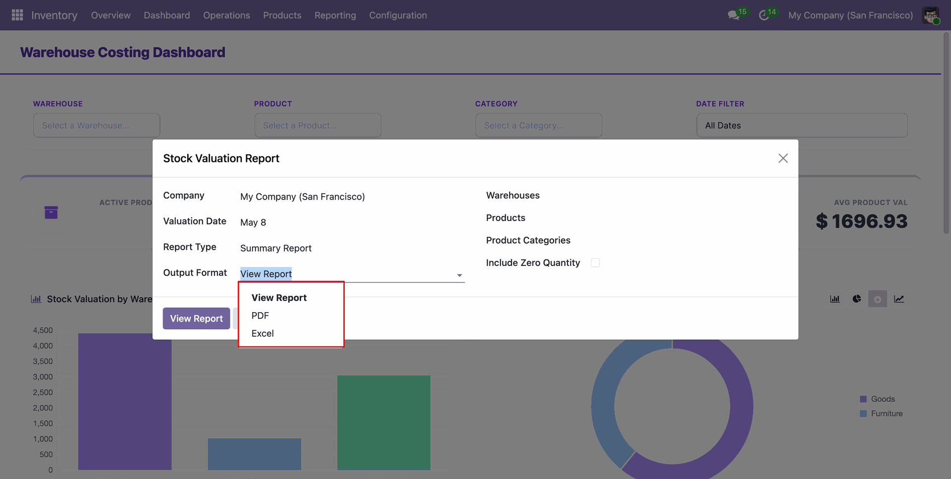 Stock Valuation Report output format selection