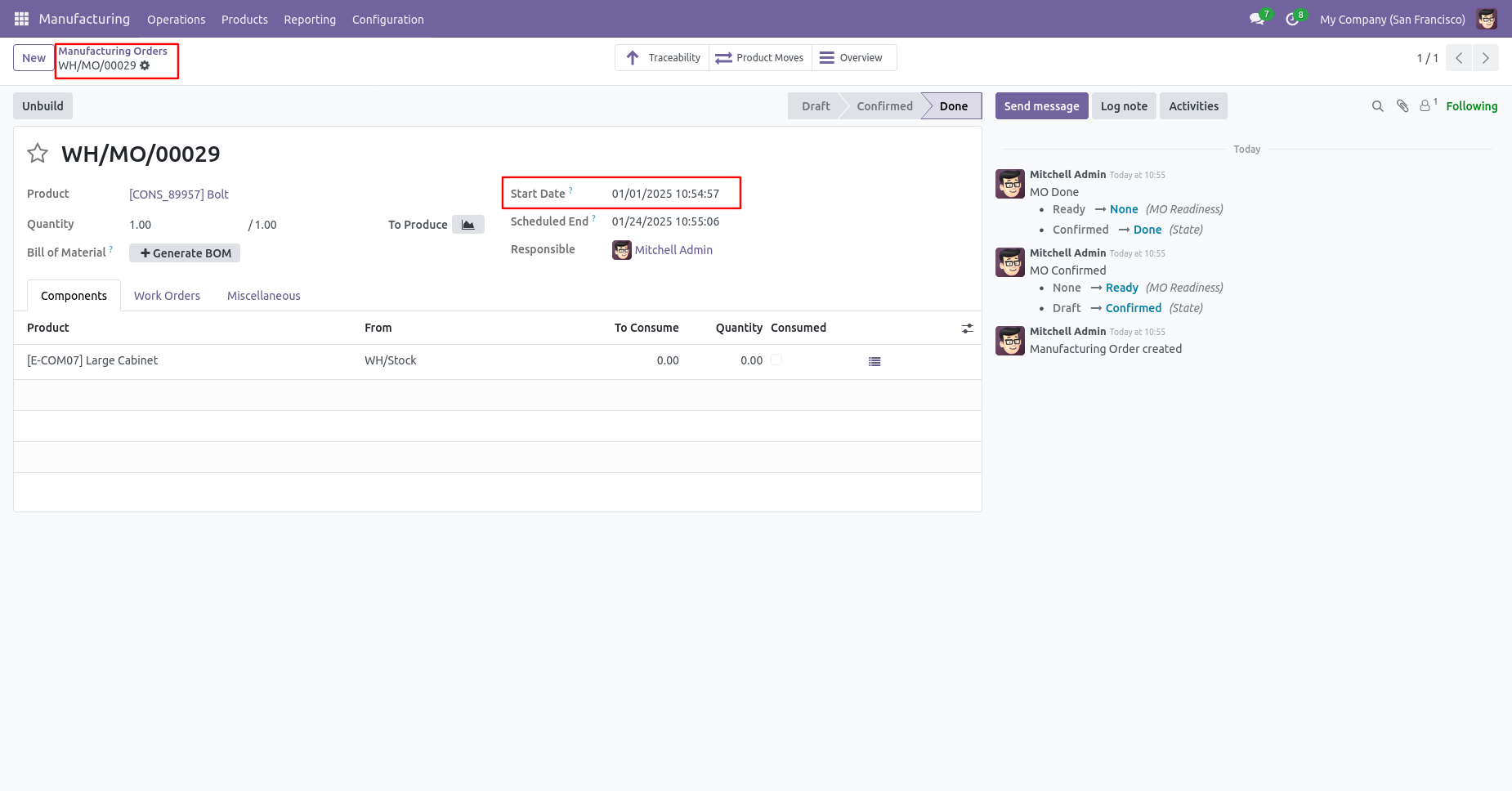 Odoo MRP order with backdate