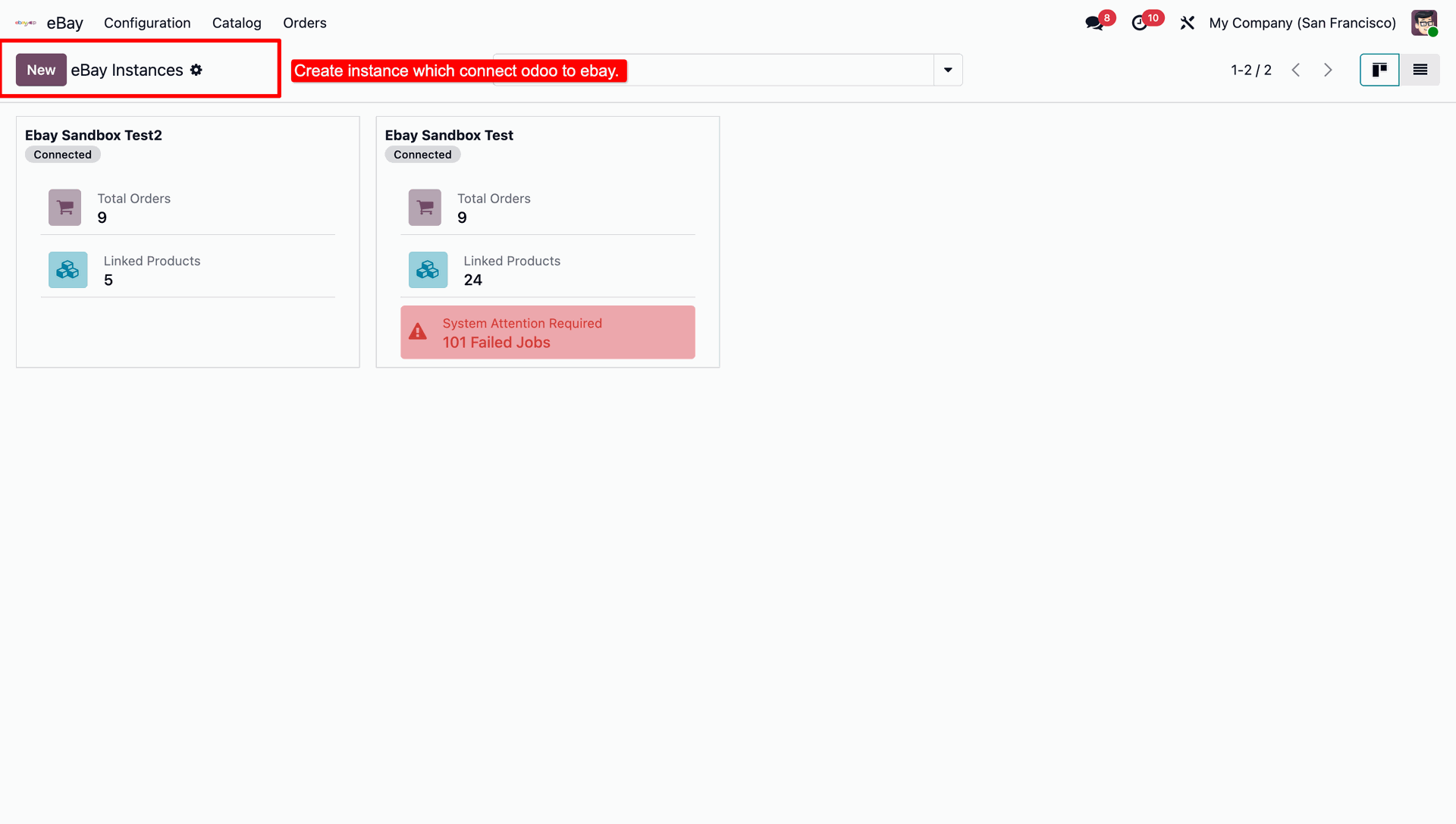 eBay Instances list