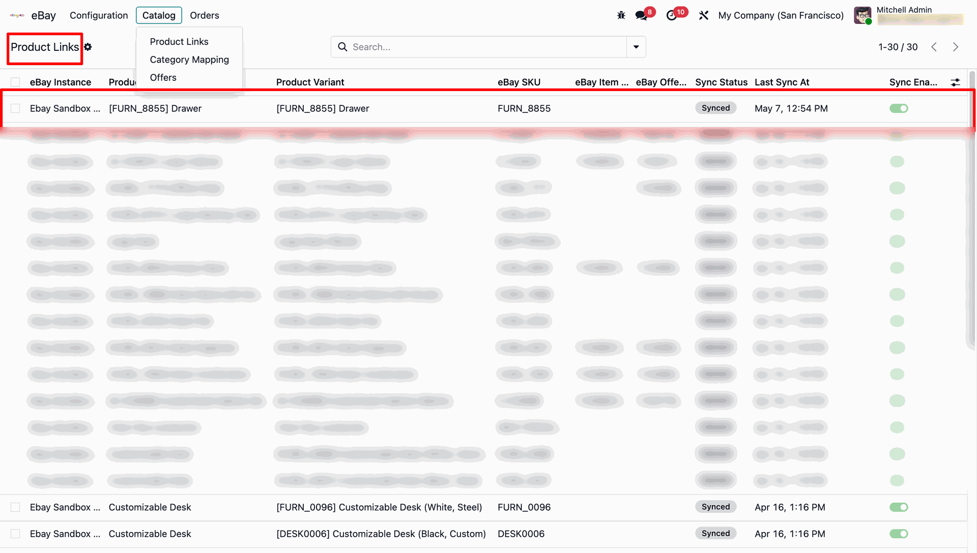 eBay Product Links list