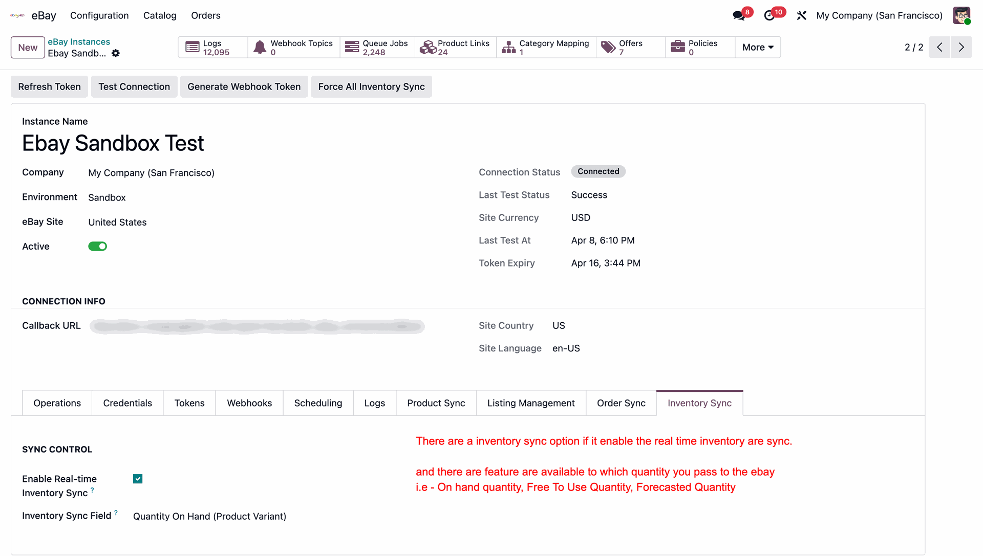 eBay Inventory Sync configuration tab